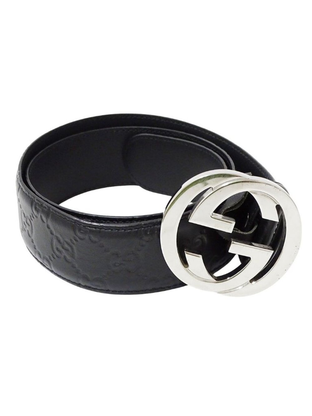 Gucci Belt Interlocking G Guccissima Leather Black 80/32 Logo Presence